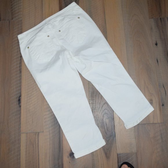 Women's 8 New Directions Weekend White Cropped Skinny Denim 22" Pants Jeans - Picture 7 of 8